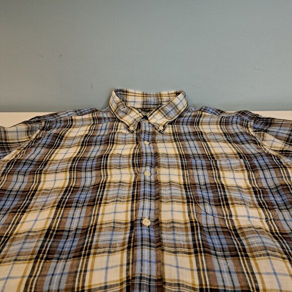 Vince Men's Large 100% Linen Long Sleeve Button Down Plaid Shirt Style M13081062 - Picture 6 of 15